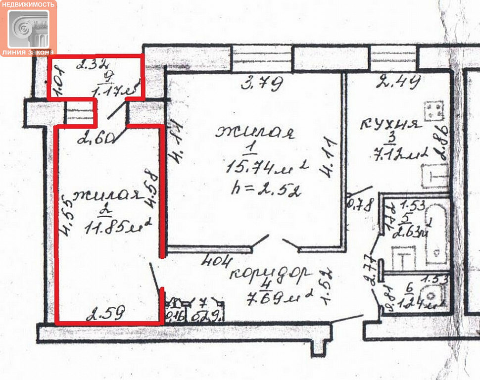  47.89м.кв., комнат 2